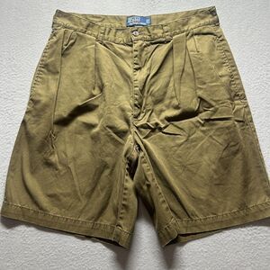 Polo Ralph Lauren Shorts Mens 35 Olive Green Tyler Short Chino Pleated Cotton